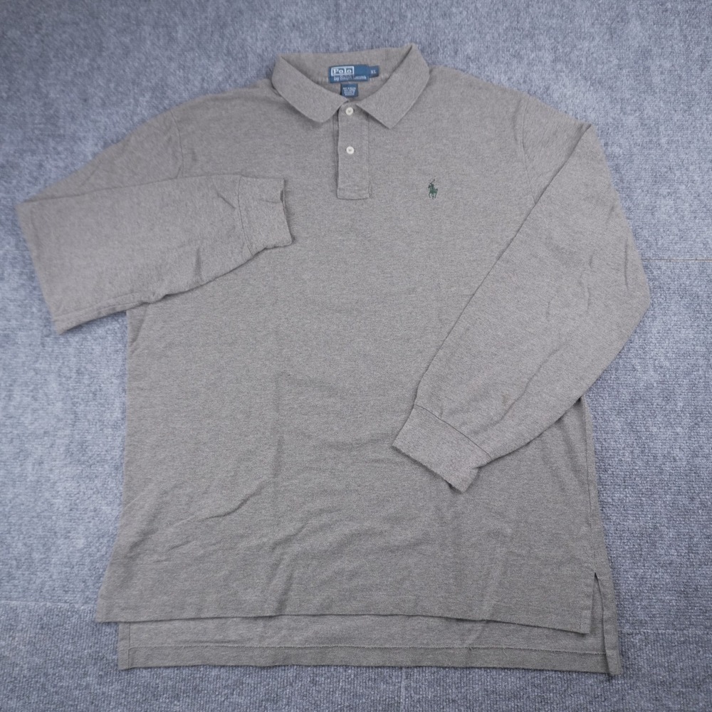 Polo Ralph Lauren Long Sleeve Polo Men XL Tan Brown Cotton Pique Pony Logo